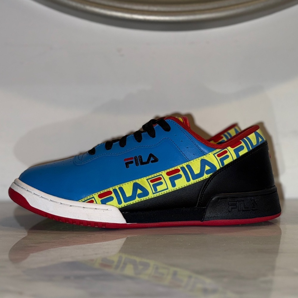 Fila Men’s Sneakers Size 12 Retro Colorblock Low Top Shoes Blue Red Yellow Black